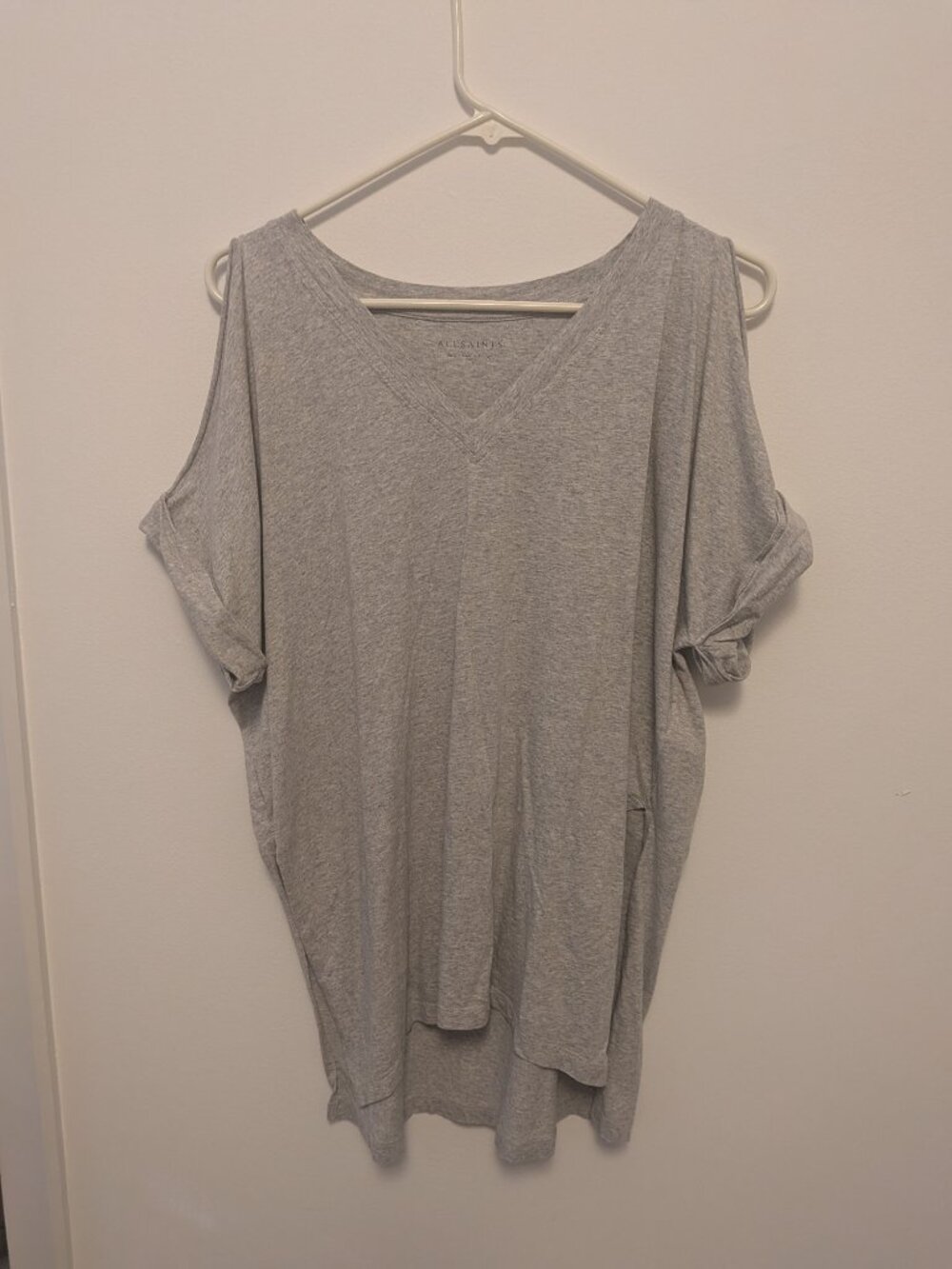 All Saints open shoulder t shirt